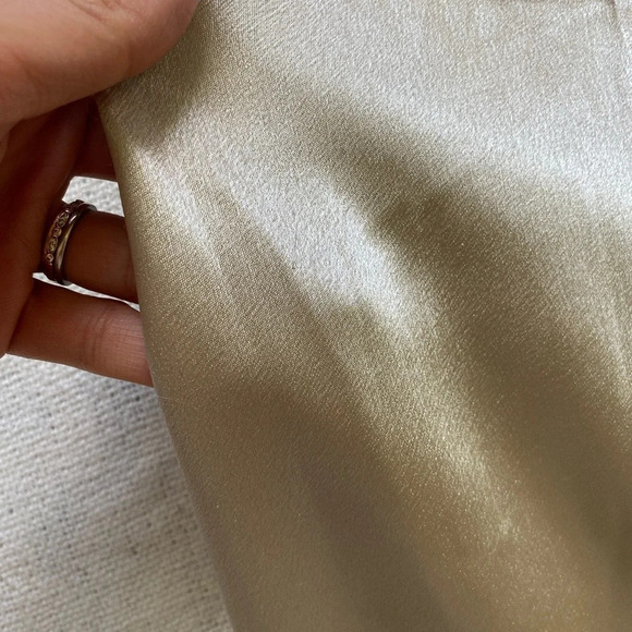 BIRDY Grey Satin-Look Champagne Maxi Slip Dress with Slit Size M - Picture 12 of 17